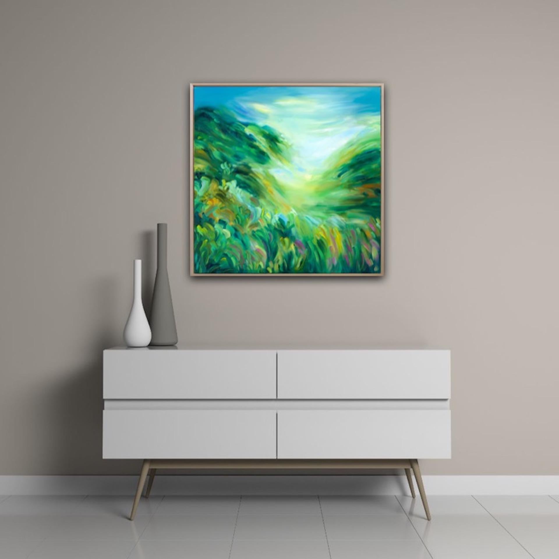 Caught Somewhere In Between, Alanna Eakin, Bright Abstract Landscape Painting For Sale 3