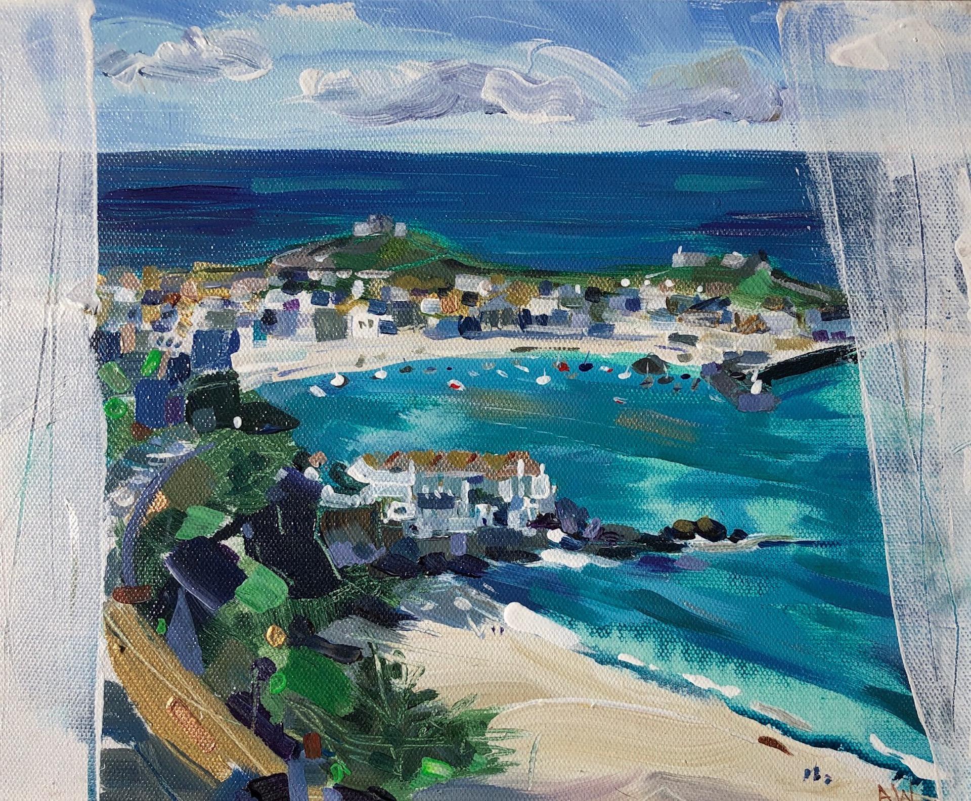 Spiaggia di St Ives Porthminster, Angela Gordon-Webb, dipinto originale di paesaggio marino