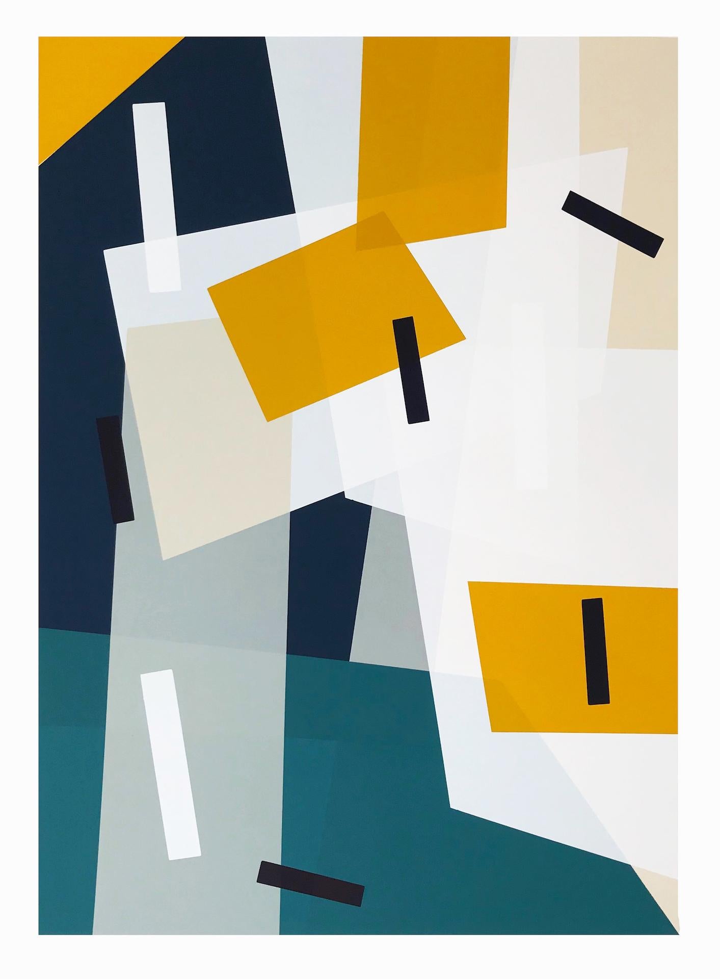 Jonathan Lawes, Caletta, Impression géométrique en édition limitée, Art abstrait brillant