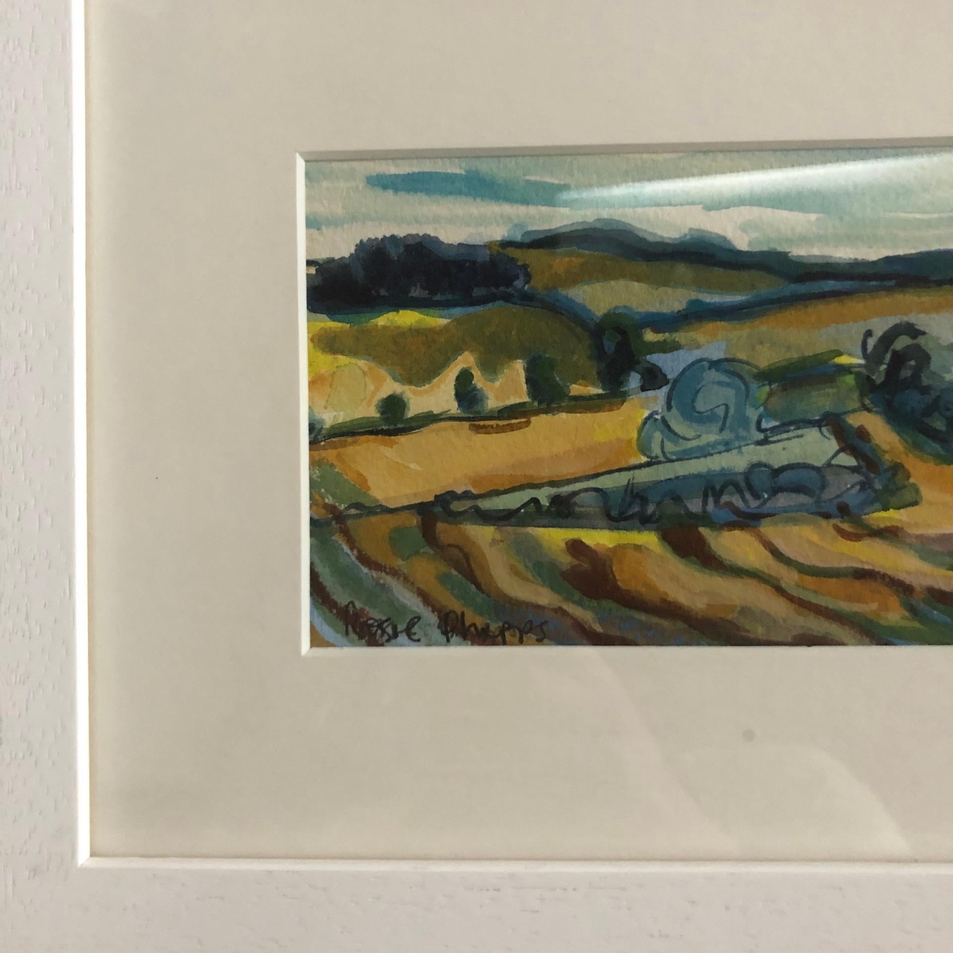 Rosie Phipps, Green Fields, Original Impressionist Landscape Painting Bright Art 3