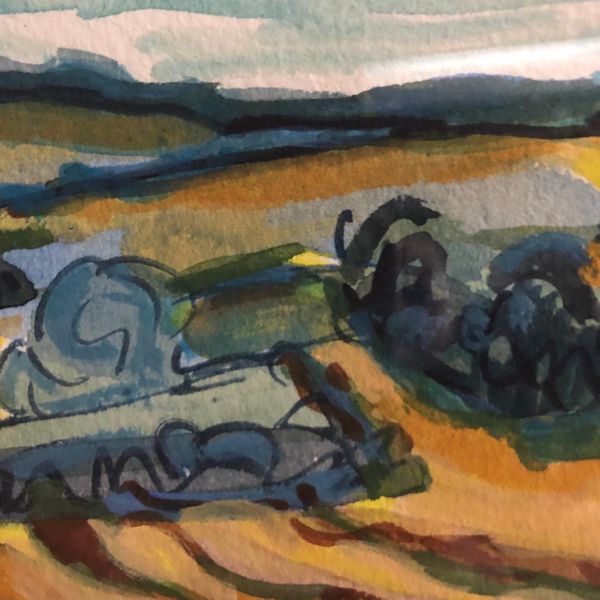 Rosie Phipps, Green Fields, Original Impressionist Landscape Painting Bright Art 5