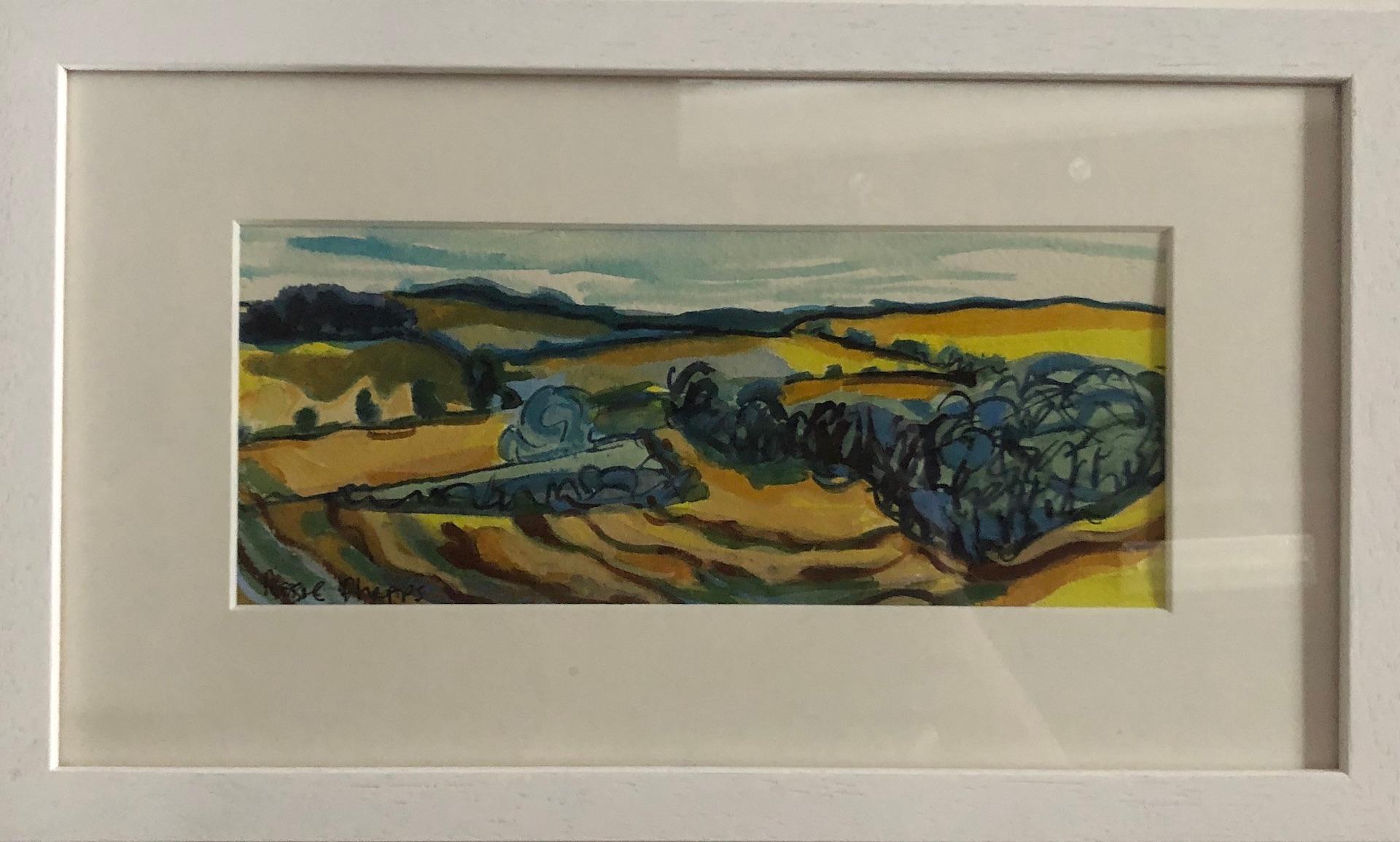 Rosie Phipps, Green Fields, Original Impressionist Landscape Painting Bright Art 1