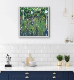 Adele Riley, Bird Houses, Garden, Original Painting, Nature Art, Bright Artwork