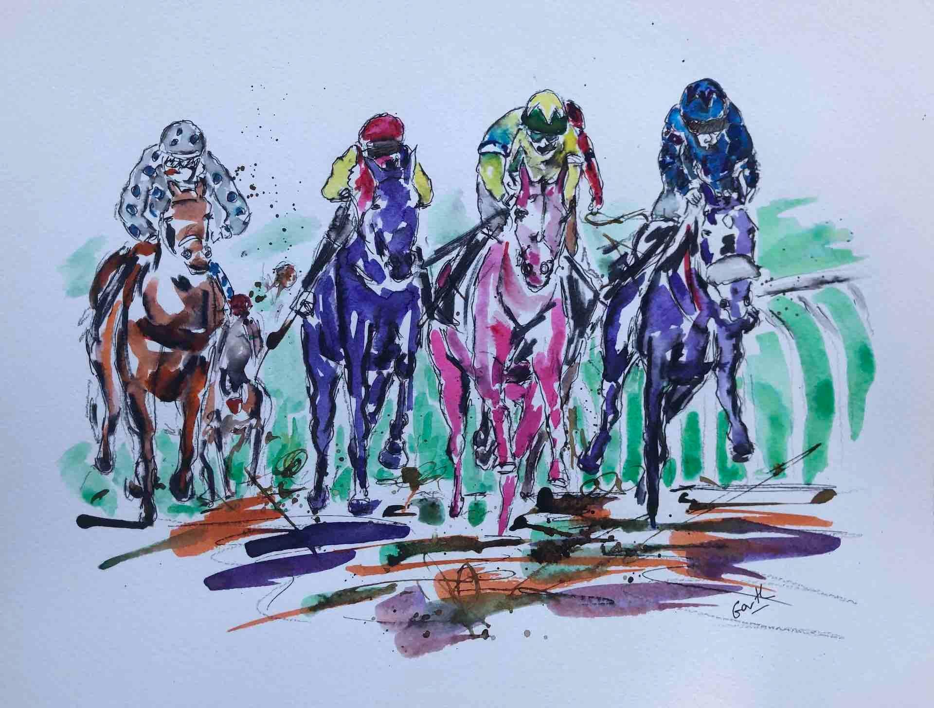 Garth Bayley, All Weather Winner, Original Horse Racing Painting, Equine Art