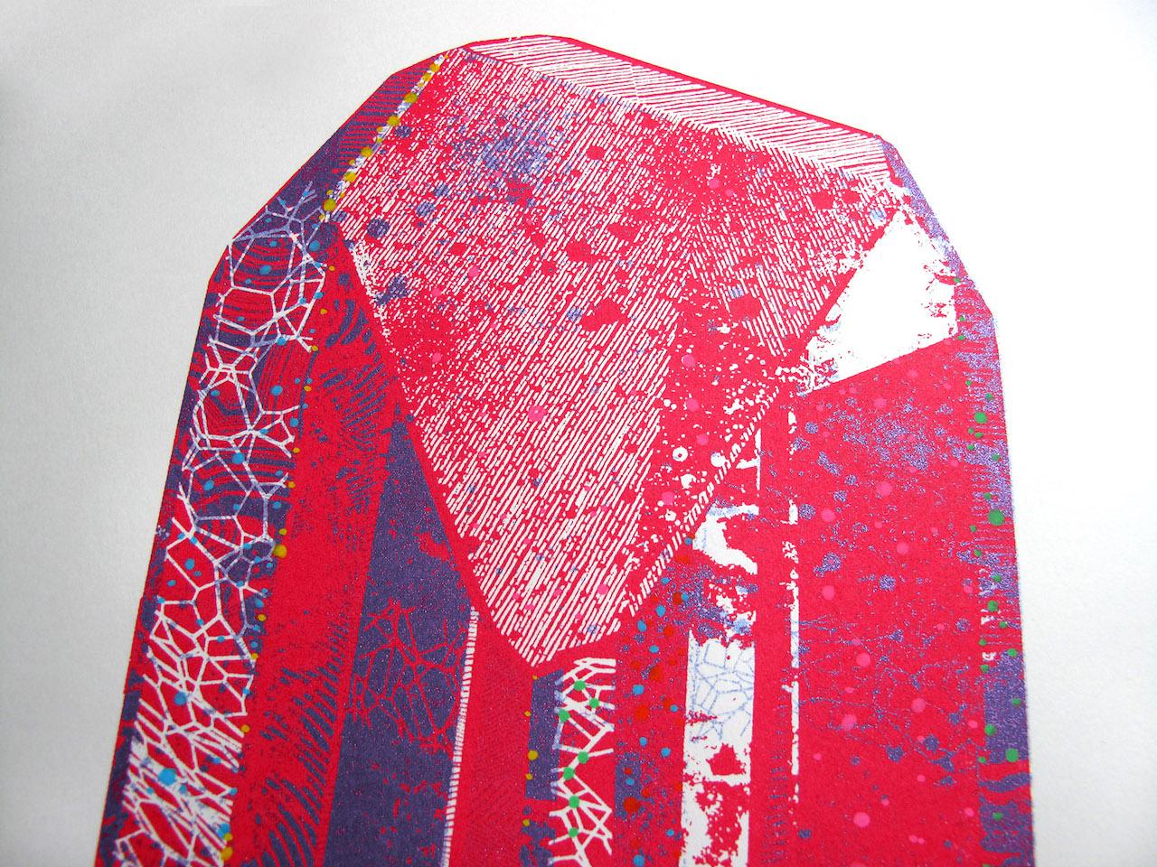 Chris Keegan, Piedra roja, Impresión de edición limitada, Arte brillante, Arte cubista, Feliz en venta 3