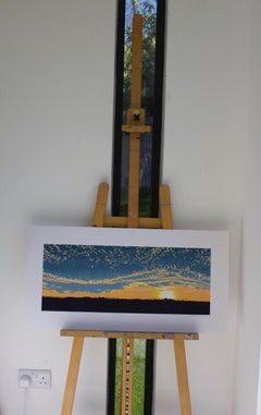 Jennifer Jokhoo, October Dusk, Contemporary Landscape Print, Bright Affordable