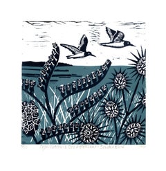 Kate Heiss, Oystercatcher Over Holkham, Limited Edition Animal Print, Bright Art