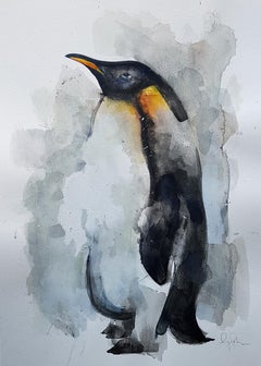 Gavin Dobson, Penguin, Original Animal Painting, Penguin Art, Impressionist Art