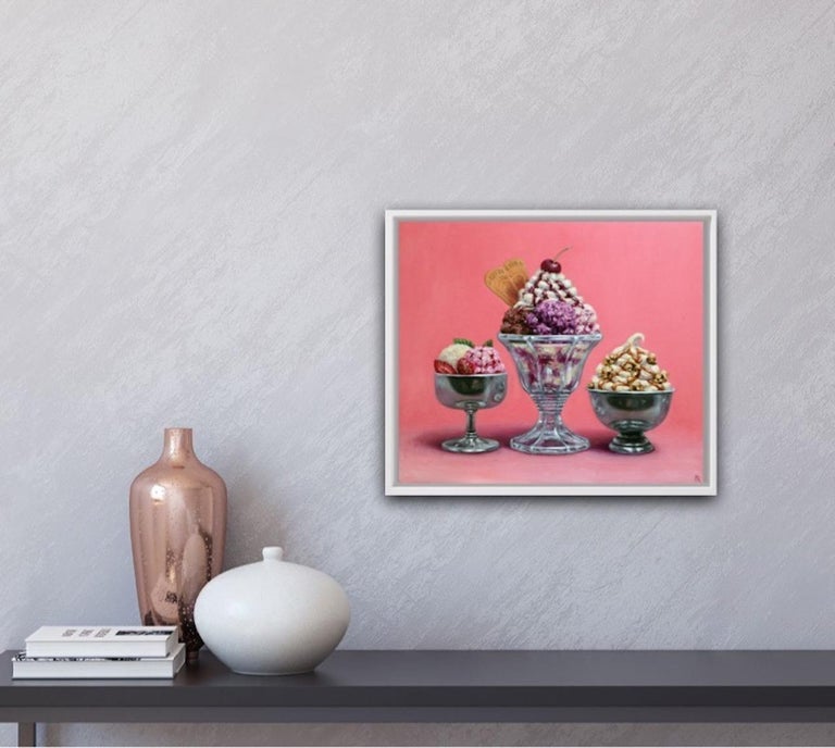 Marie Robinson
Piggy in the Middle
Original Still Life Painting
Oil Paint on Canvas
Canvas Size: H 31cm x W 32cm x D 2cm
Framed Size: H 36cm x W 42cm x D 3cm
Sold Framed in a White Box Frame
Please note that insitu images are purely an indication of