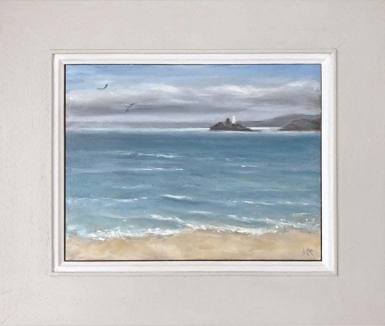 Marie Robinson, Godrevy Light, Original Landscape Painting, Oil Painting For Sale 1
