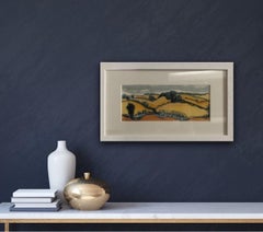 Rosie Phipps, Warm Cotswolds, Paesaggio originale dipinto ad acquerello