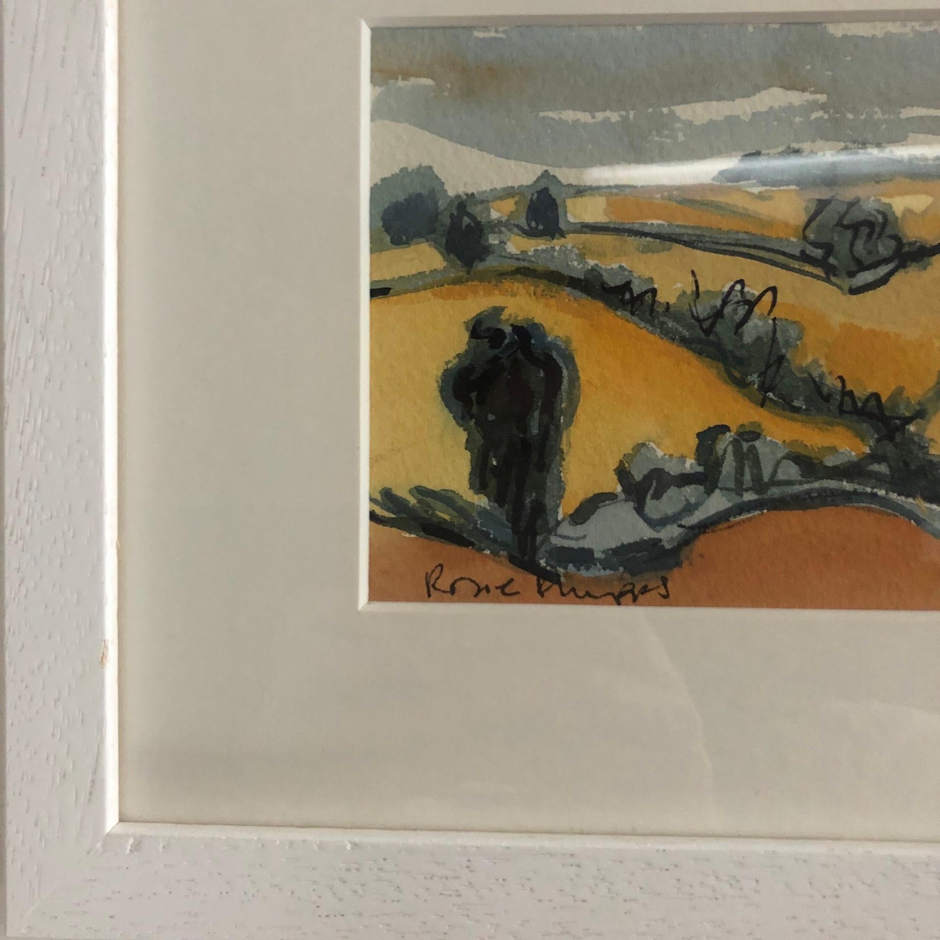 Rosie Phipps, Warm Cotswolds, Original Landscape Watercolour Painting For Sale 2