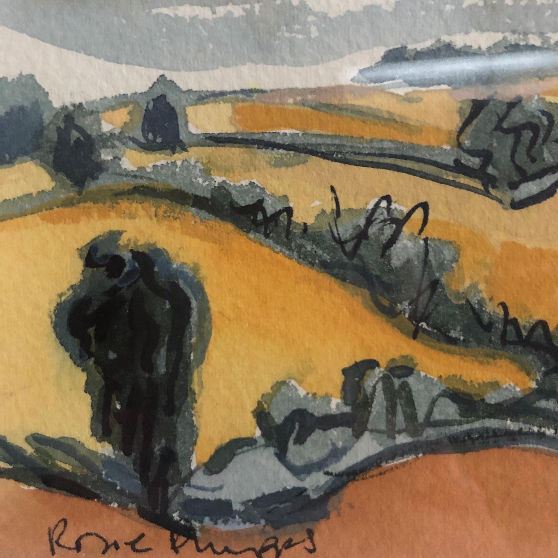 Rosie Phipps, Warm Cotswolds, Original Landscape Watercolour Painting For Sale 3