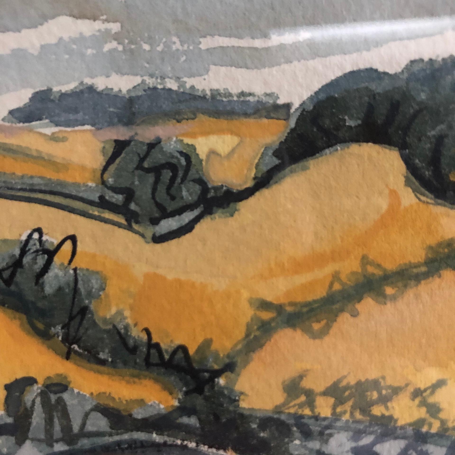 Rosie Phipps, Warm Cotswolds, Original Landscape Watercolour Painting For Sale 4