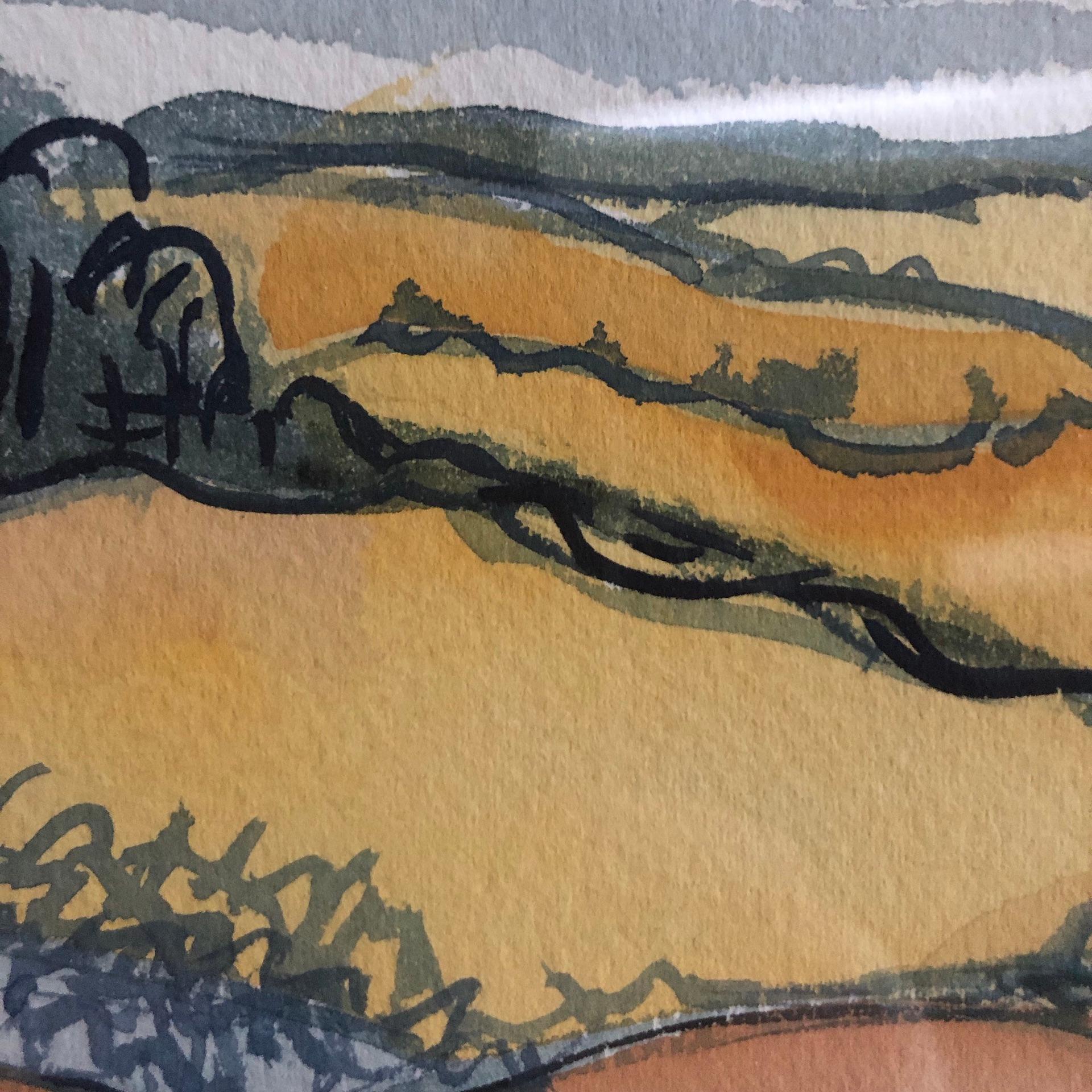 Rosie Phipps, Warm Cotswolds, Original Landscape Watercolour Painting For Sale 5