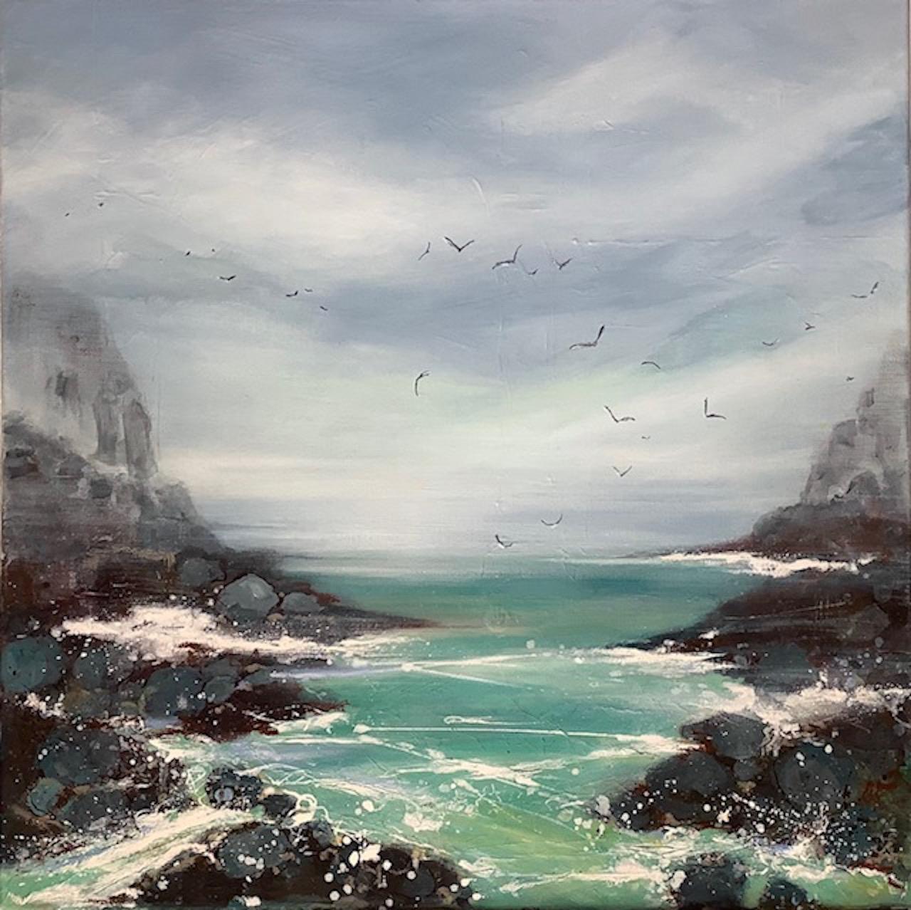 Adele Riley, Hidden Cove, Original Seascape Painting, Bright Art, Affordable Art