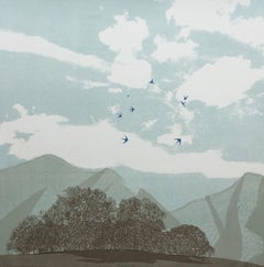 Anna Harley, Bluebird, Limited Edition Contemporary Landscape Print, Minimalist