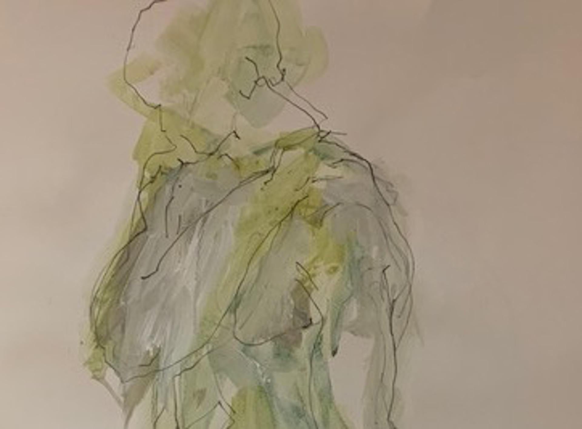 Judith Brenner, Rich Standing 1, Original figurative Zeichnung, Nacktes Gemälde im Angebot 2