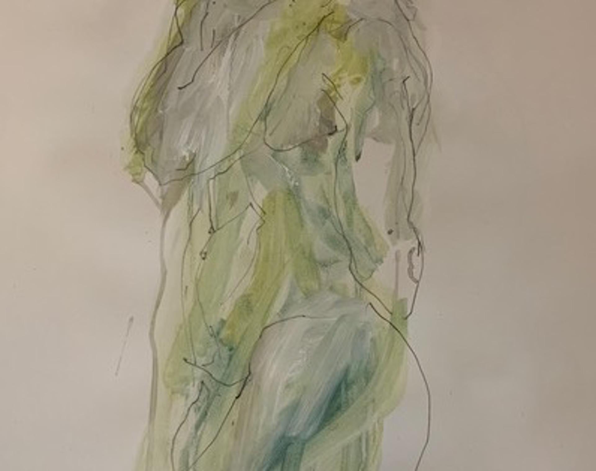 Judith Brenner, Rich Standing 1, Original figurative Zeichnung, Nacktes Gemälde im Angebot 3