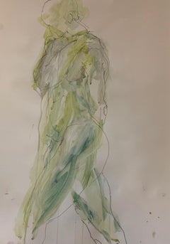 Judith Brenner, Rich Standing 1, Original Figurative Drawing, Nude Painting