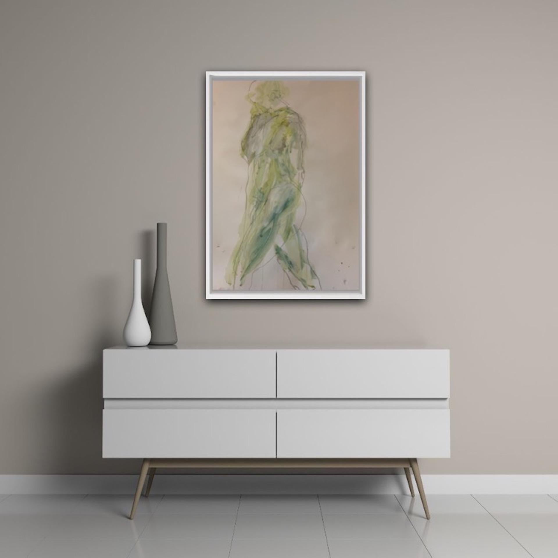 Judith Brenner, Rich Standing 1, Original Figurative Drawing, Nude Painting For Sale 2