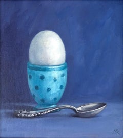 Marie Robinson, Egg White, Original Contemporary Still Life Painting, Affordable