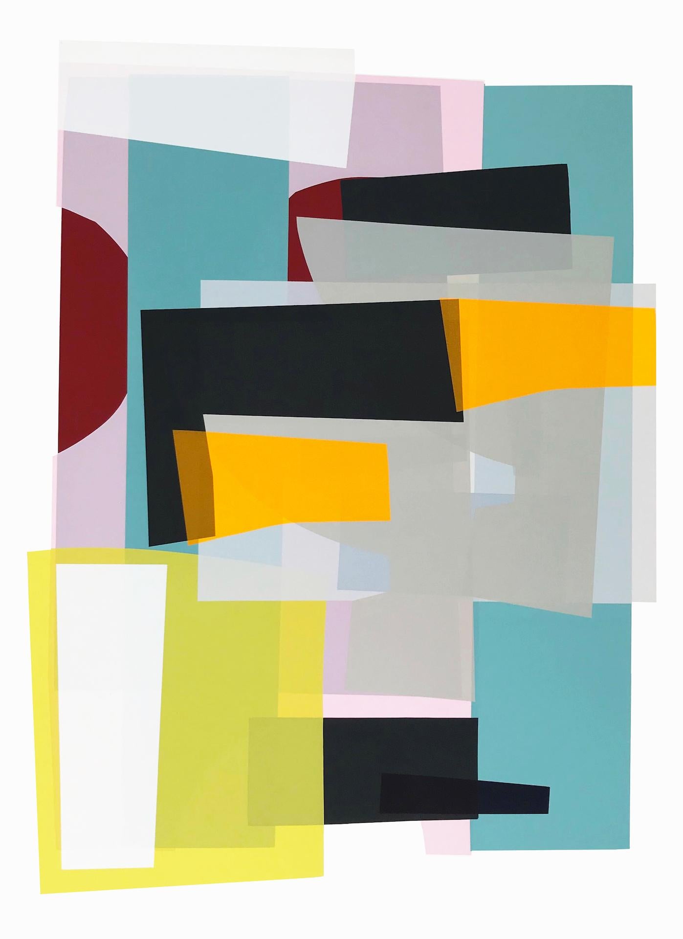 Jonathan Lawes, Lago Verde, Impresión geométrica única, Arte abstracto original