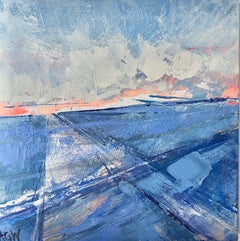 Angela Gordon-Webb, Field of Dreams, Abstract Landscape Painting, Blue Art