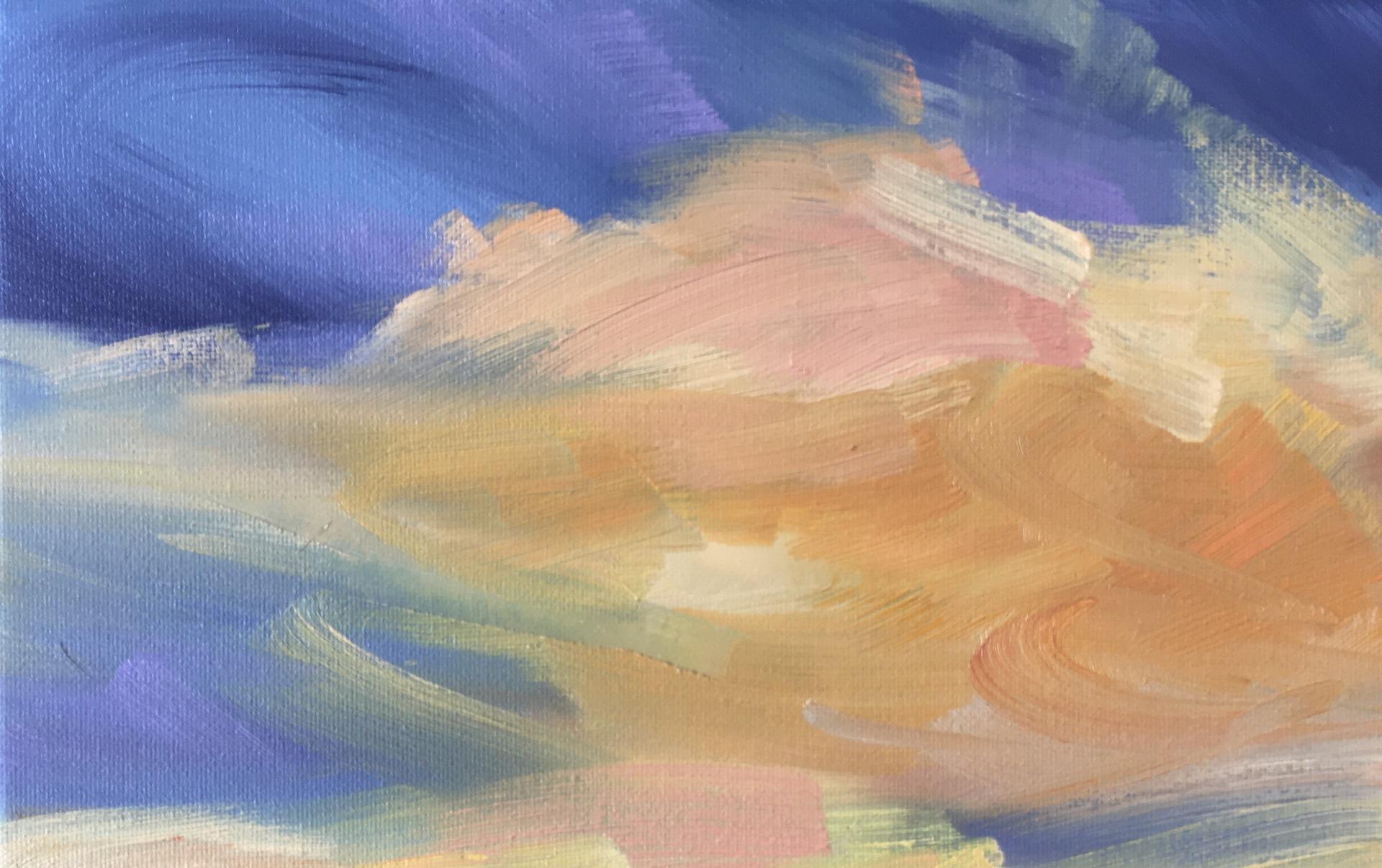 Suzanne Winn, Sunset I, Original Landscape Painting, Bright Affordable Artwork For Sale 2