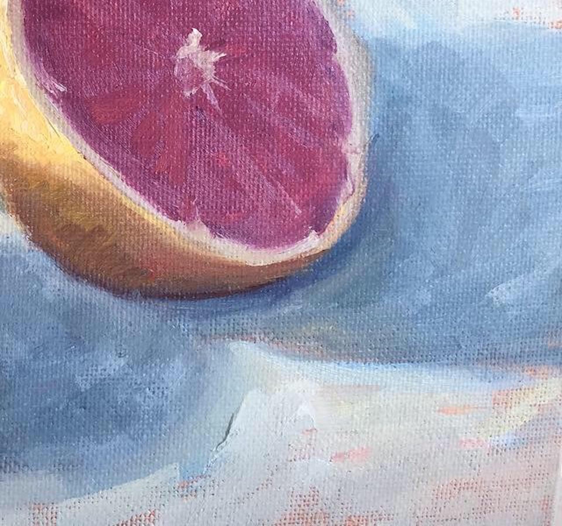 Benedict Flanagan
Grapefruit
Original Cityscape Painting
Oil Paint on Board
Board Size: H 20.3cm x W 25.4cm x D 0.5cm
Sold Unframed
Please note that in situ images are purely an indication of how a piece may look.

Grapefruit is a still life