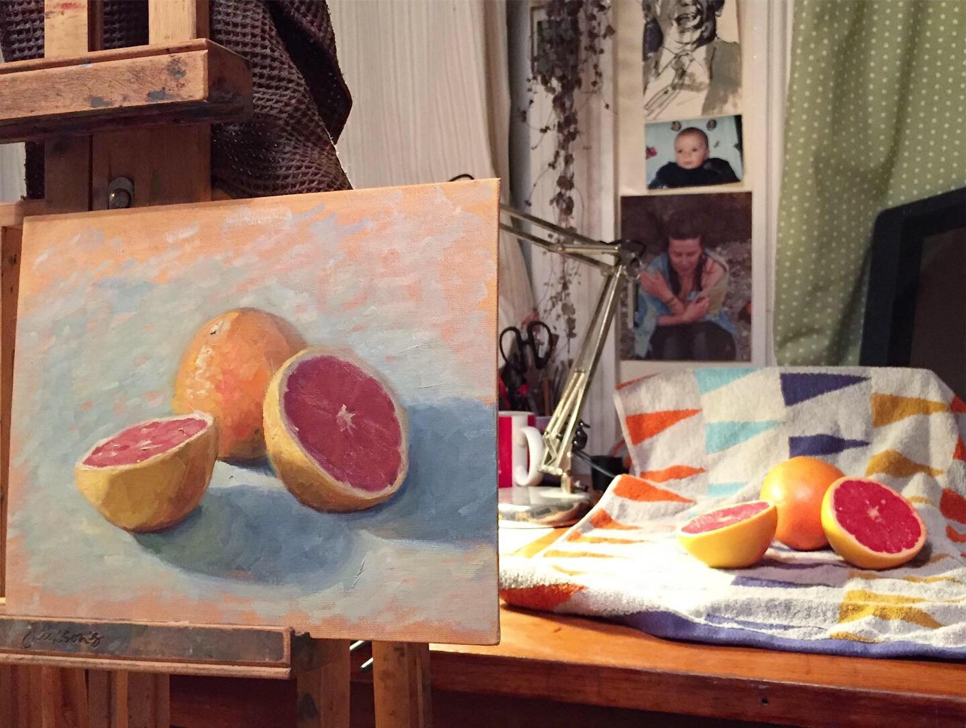 Benedict Flanagan, Grapefruit, Original Contemporary Still Life Food Painting 1