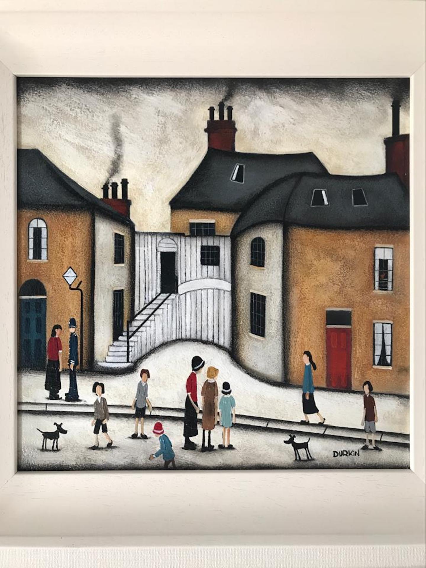 Sean Durkin, Village Life, Contemporary Painting in the Style of Lowry 1