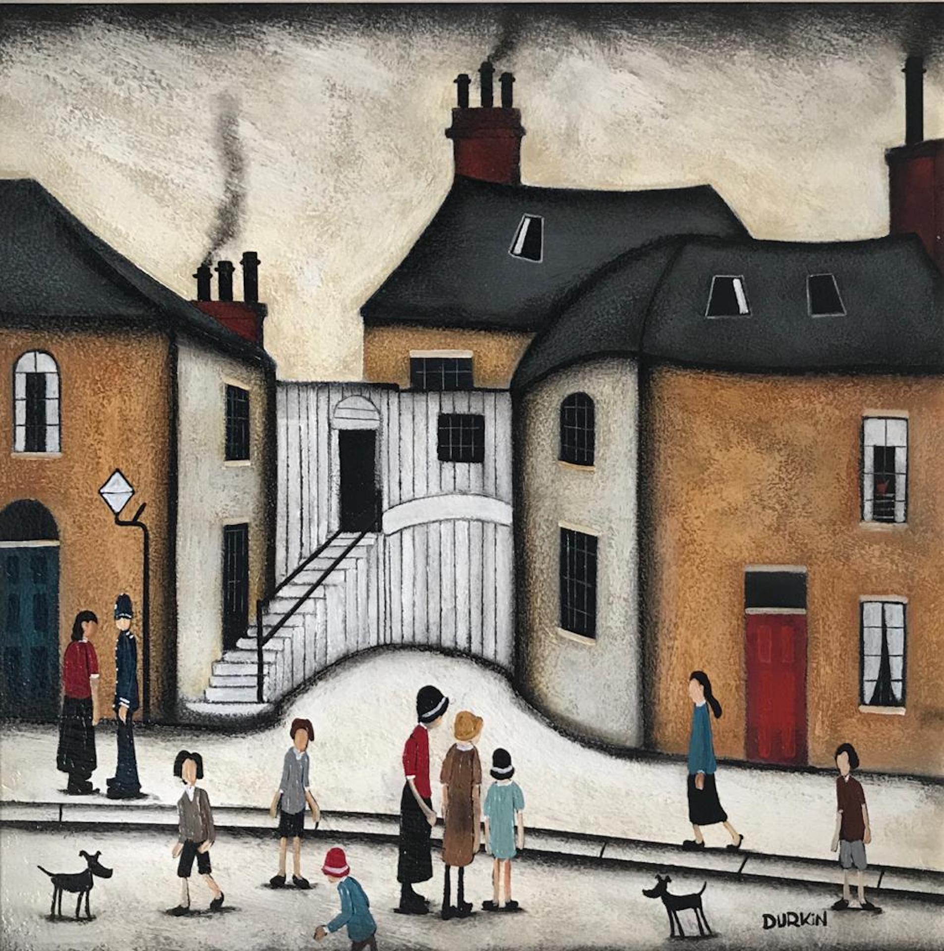 Sean Durkin, Village Life, Contemporary Painting in the Style of Lowry 8