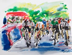 Stage 5 Tour Down Under BY GARTH BAYLEY, Original Cyclist Painting, Sports Art