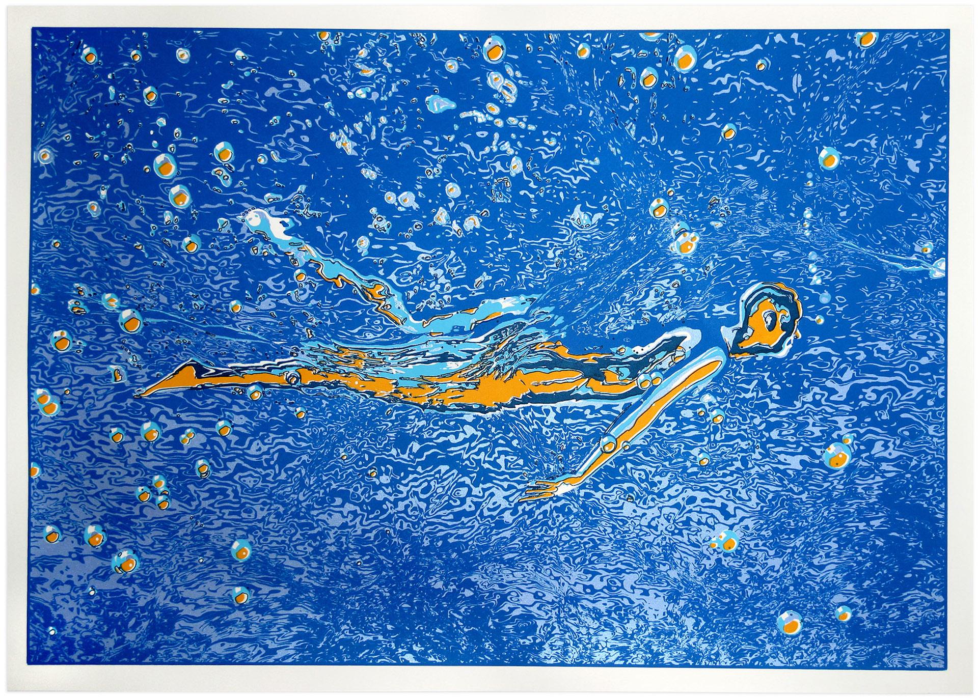 Chris Keegan Abstract Print - Swimmer BY CHRIS KEEGAN, Limited Edition Contemporary Print, Affordable Artwork