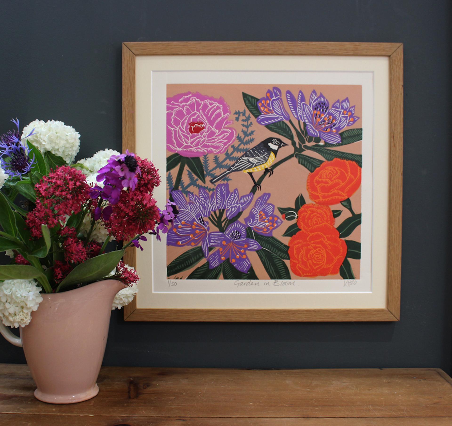 Garden in Bloom by Kate Heiss, Floral Art, Landscape Print, Contemporary Art 1