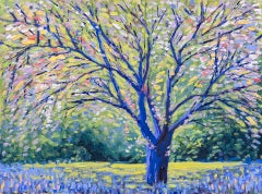 Lee Tiller, Canto di uccelli in primavera, quadro impressionista contemporaneo originale