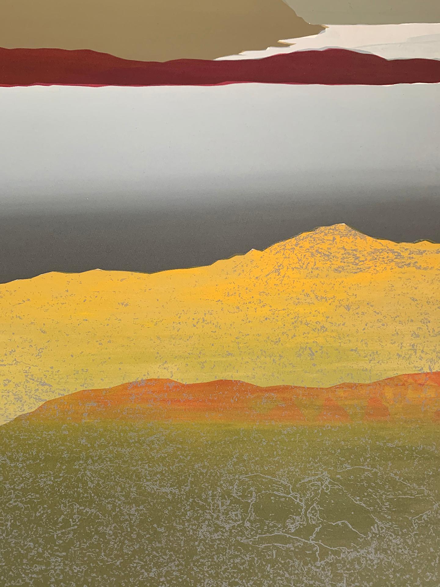 Drizzly Day in Haweswater par SARAH DU FEU, monogravure de paysage originale - Gris Landscape Print par Sarah du Feu