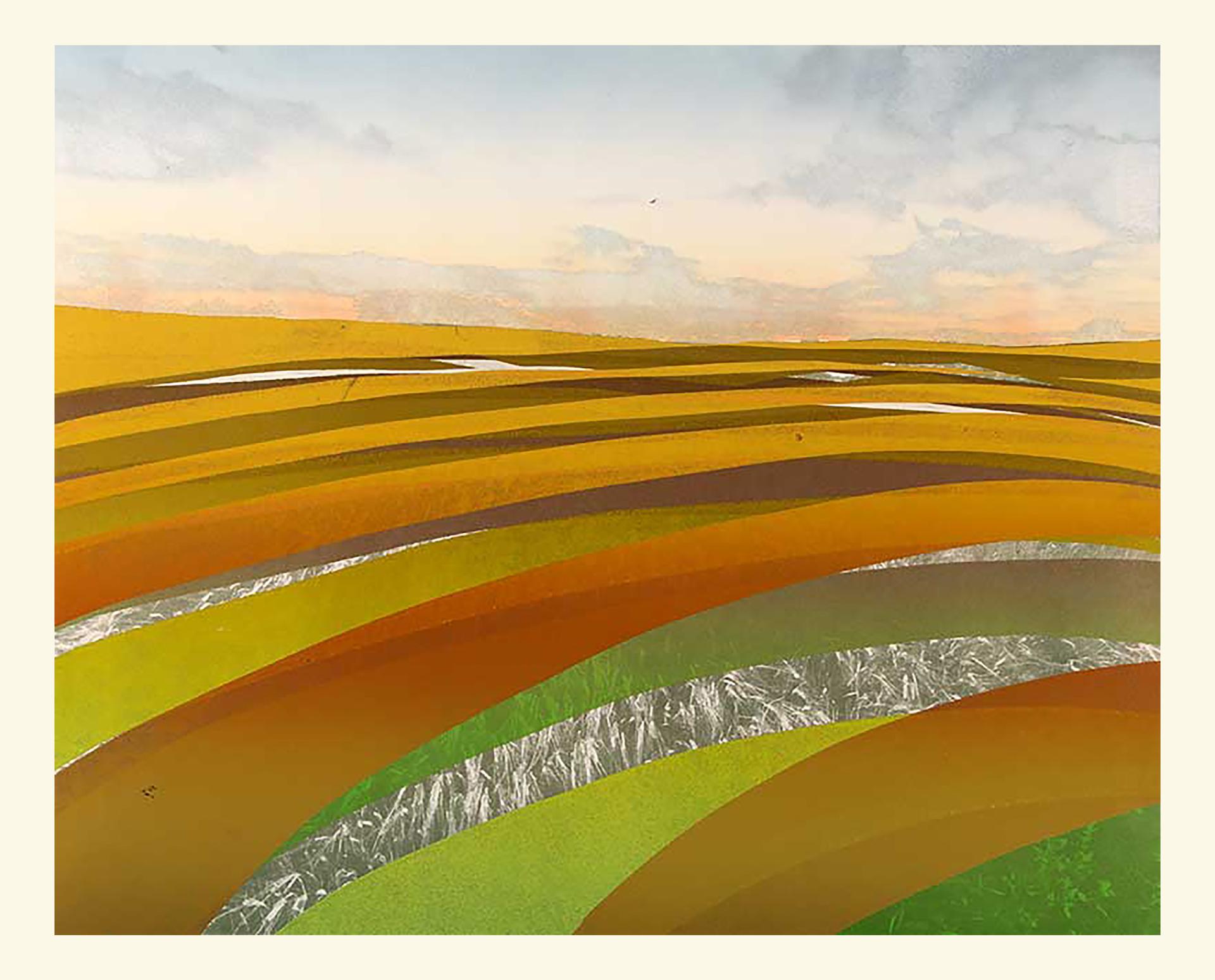 Corn and Clouds 2 von SARAH DU FEU, Leuchtend zeitgenössischer Landschaftsdruck