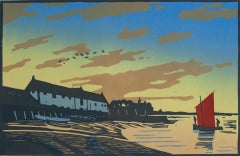 Colin Moore, Burnham Overy Staithe, Limited Edition Print, Contemporary Seascape