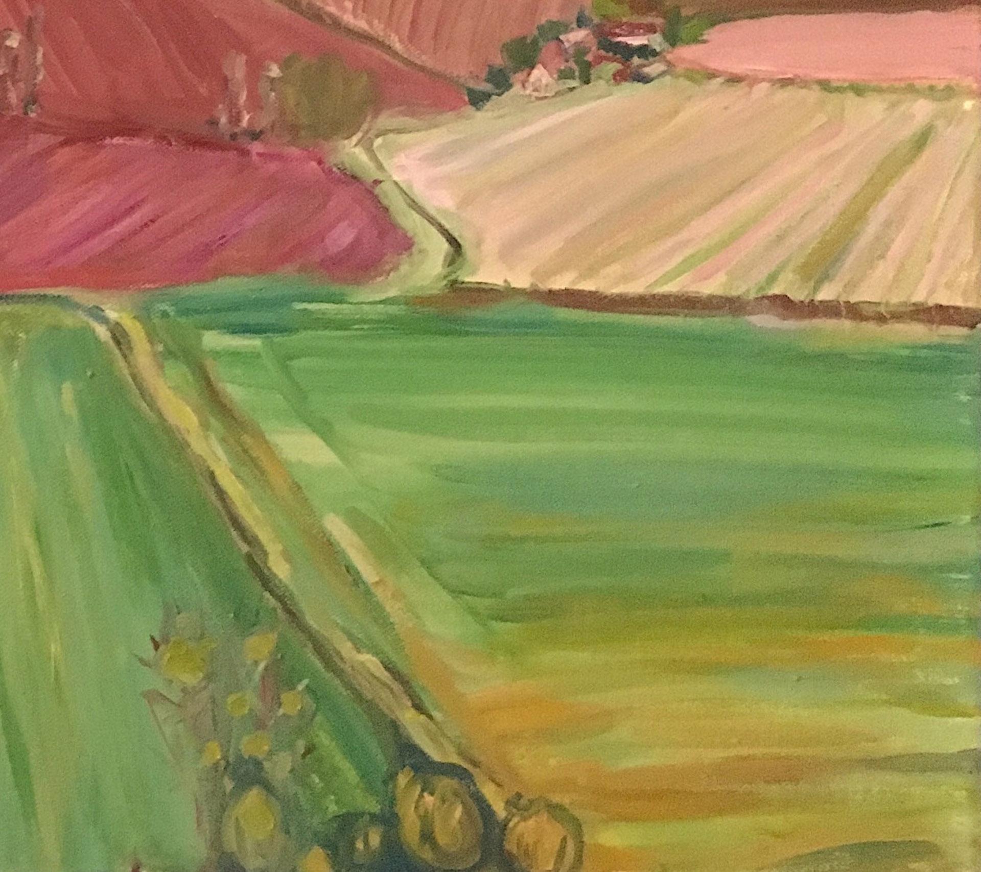 Eleanor Woolley, Fruit Fields, Original Abstract Impressionist Painting, Rural  For Sale 2