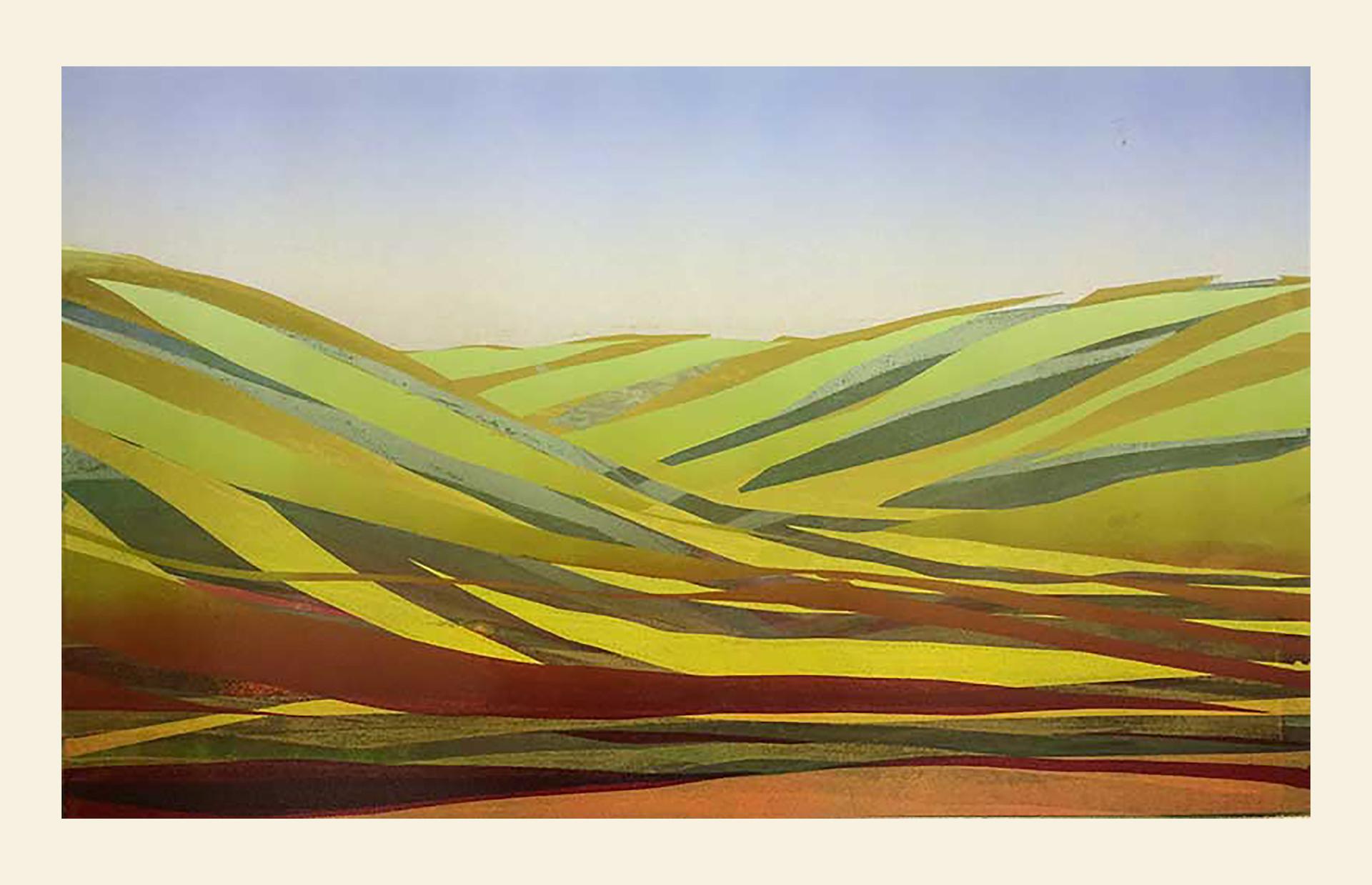 Sarah du Feu, Swaledale 2, Monoprint unico, Arte contemporanea del paesaggio
