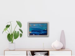 Tiffany Lynch, Gold Cloud Blue Sea, Original Abstract Painting, Blue Art