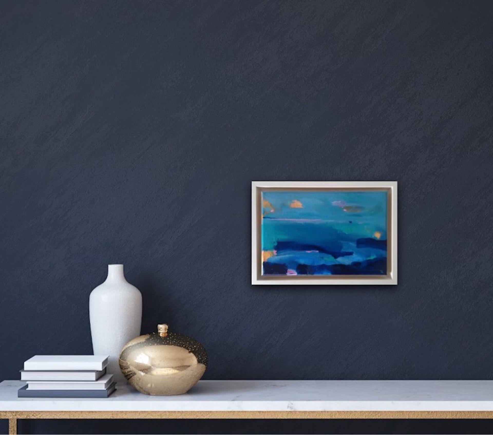 Tiffany Lynch, mer bleue dorée et nuage, peinture abstraite originale, Art bleu en vente 4