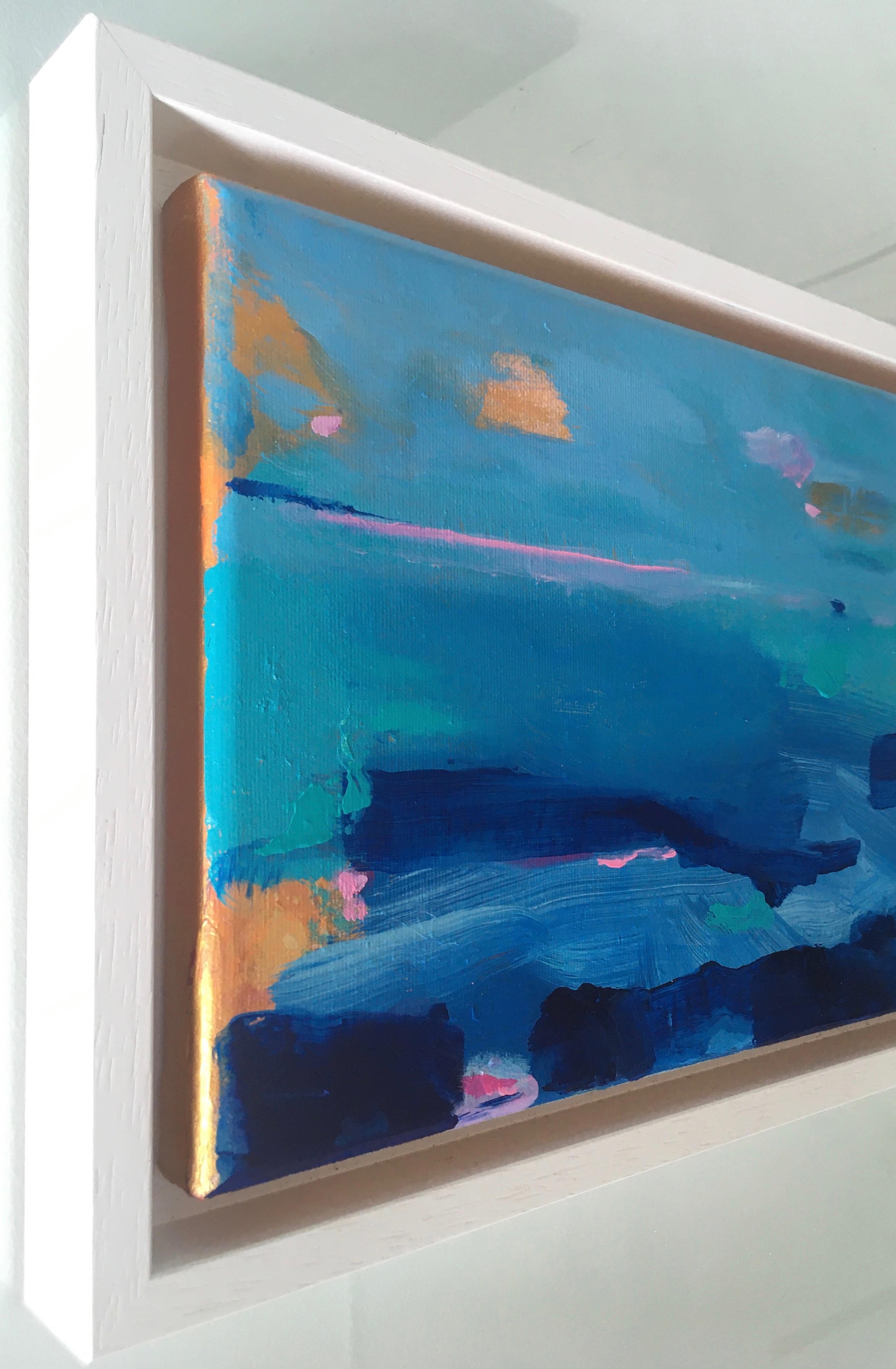 Tiffany Lynch, mer bleue dorée et nuage, peinture abstraite originale, Art bleu en vente 2