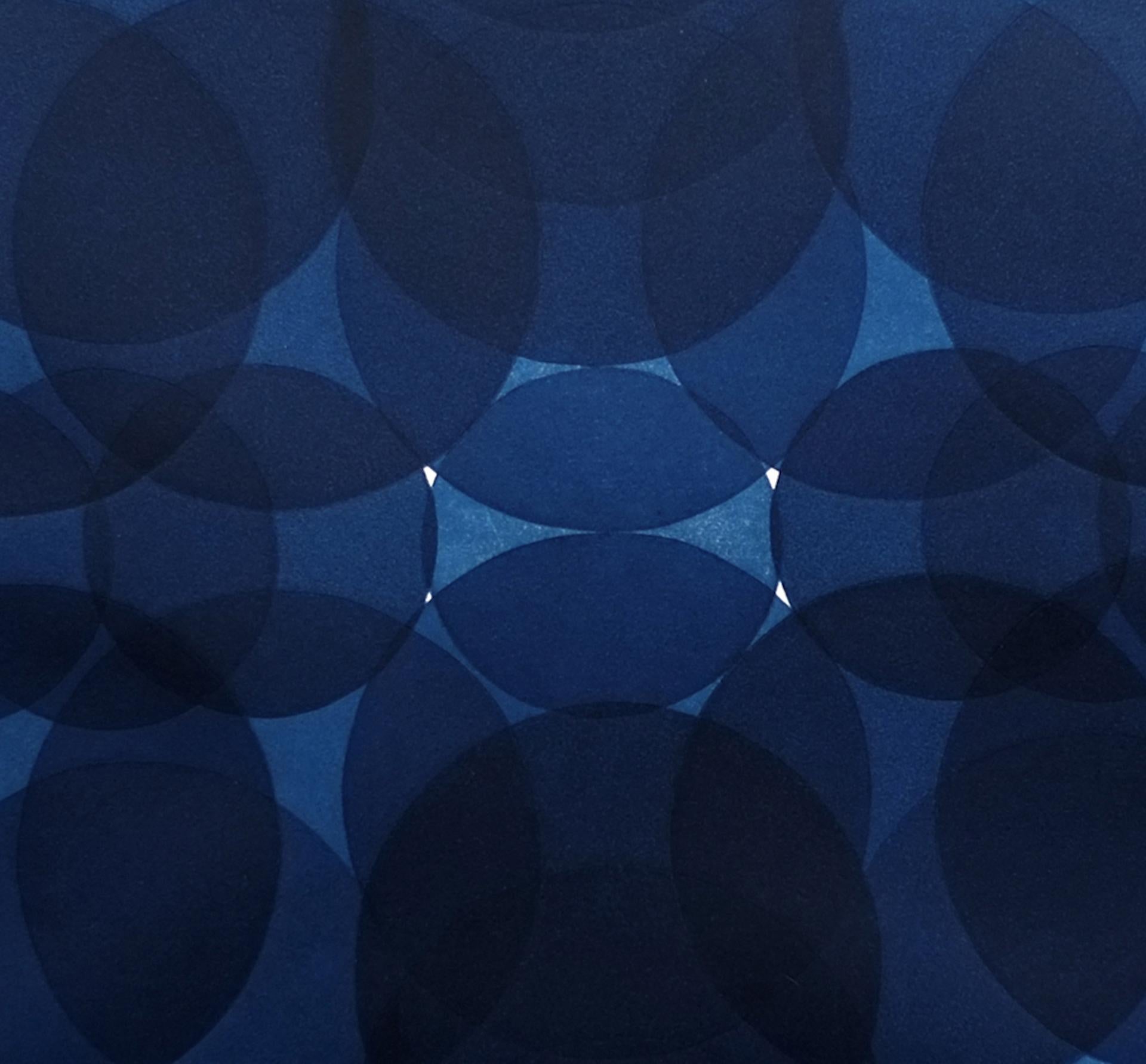 Jonathan Moss, NV9, Einzigartiger Druck, zeitgenössische minimalistische Kunst, Blaue Kunst, Dynamik 2