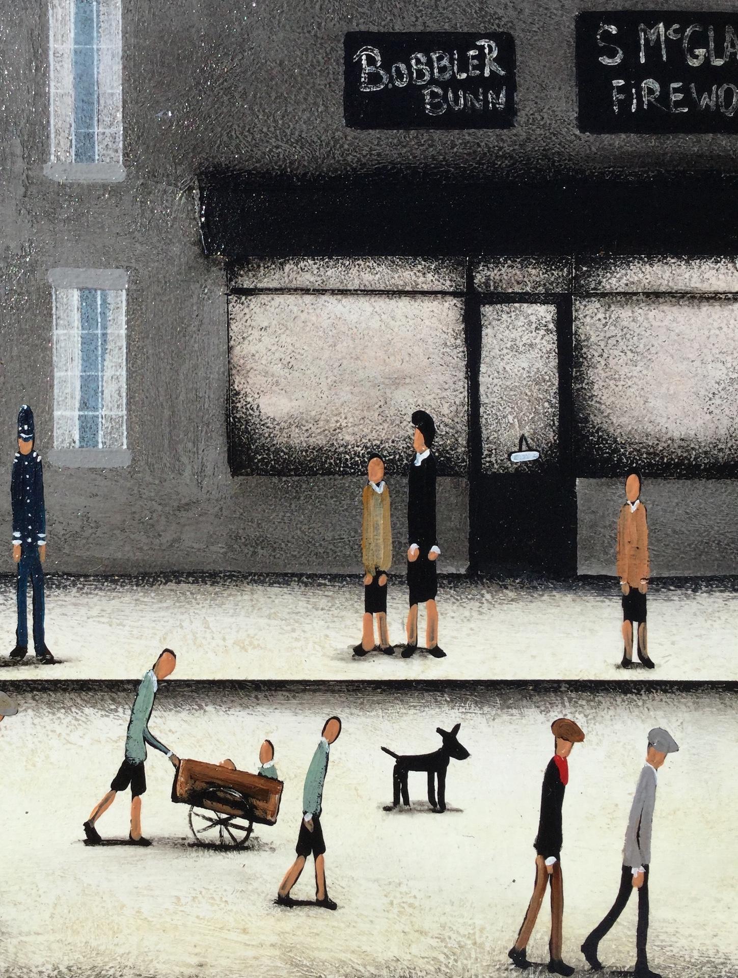 Sean Durkin, Bustling High Street, Contemporary Lowry -esque Figurative Painting 2