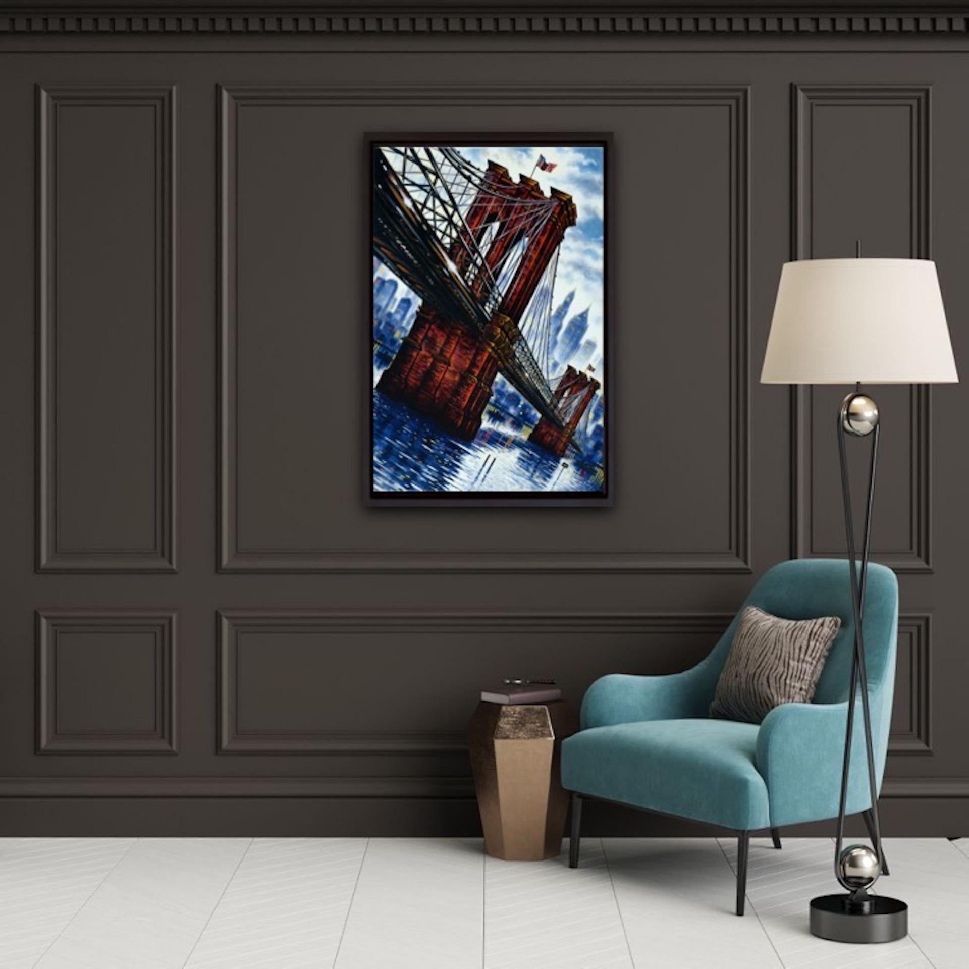 John Duffin, Puente de Brooklyn, pintura original de un monumento de Nueva York, paisaje urbano en venta 6