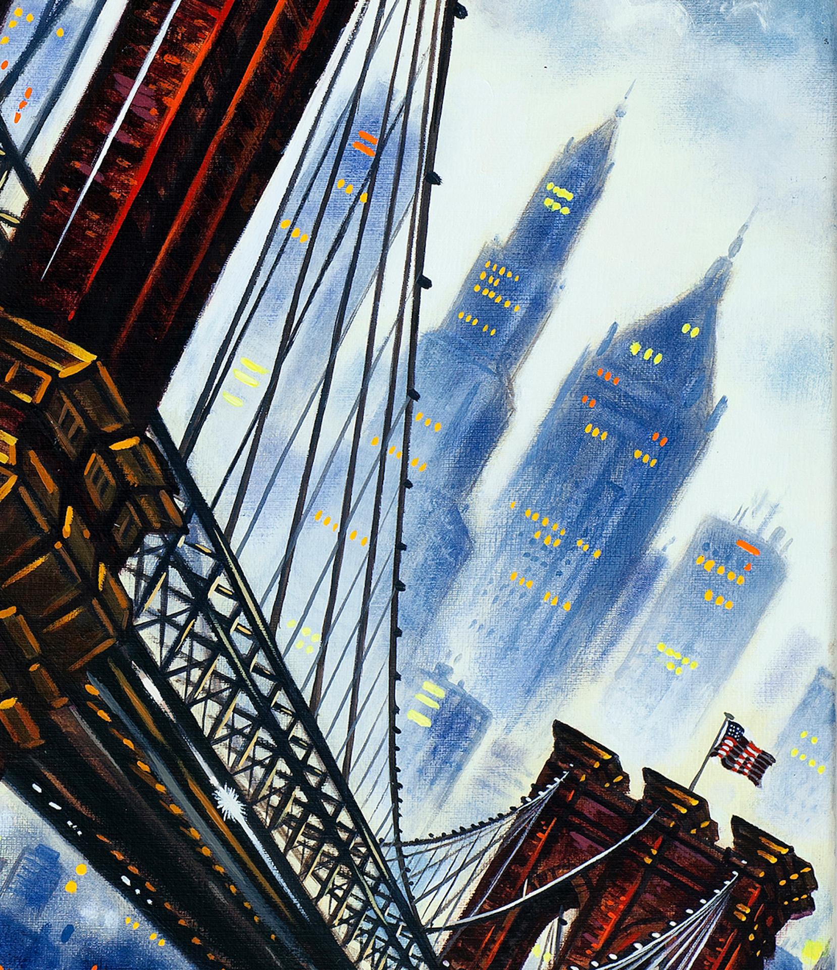 John Duffin, Brooklyn Bridge, Original NYC Landmark Art, Cityscape Painting For Sale 2