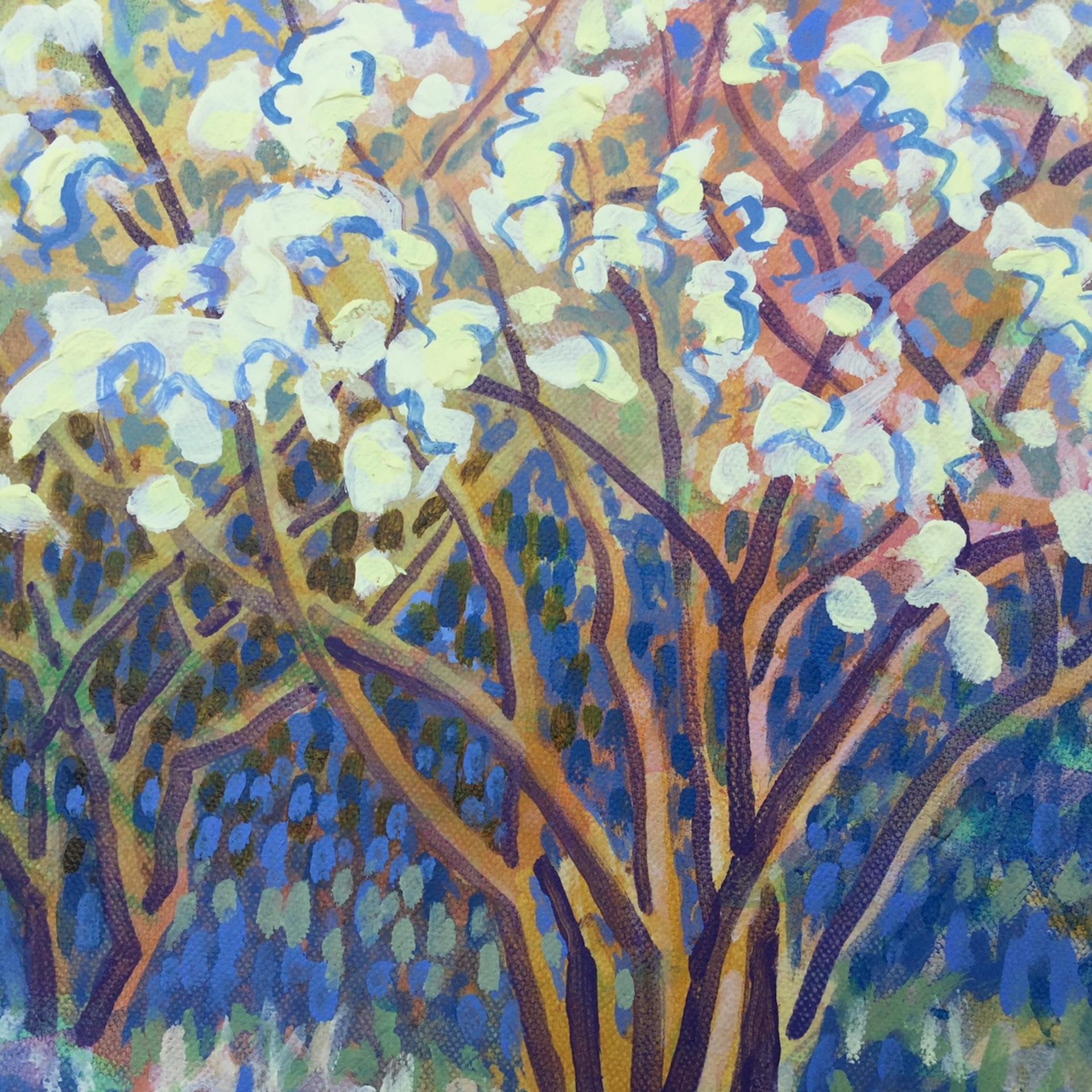 Rosemary Farrer, Alberi in fiore, Pittura originale di paesaggio, Arte accessibile in vendita 4